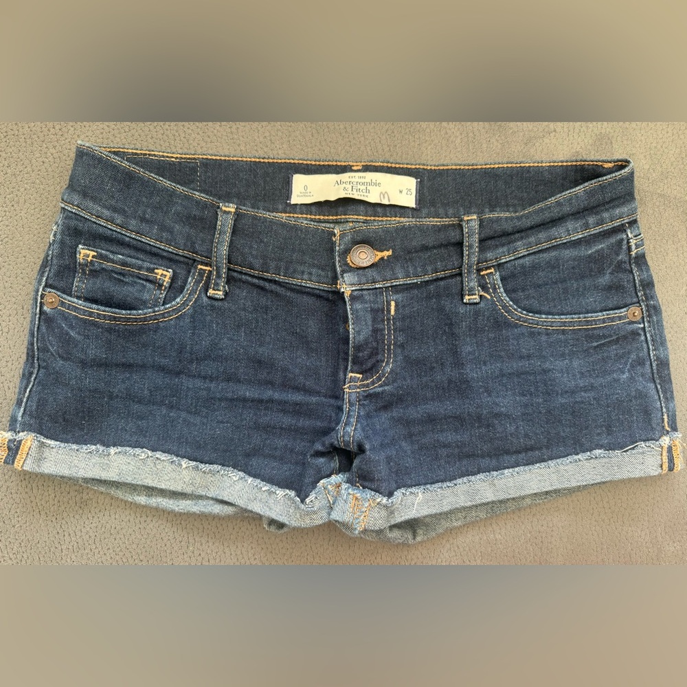 Abercrombie & Fitch Low Rise Mini Blue Denim Shorts Size 0, W25